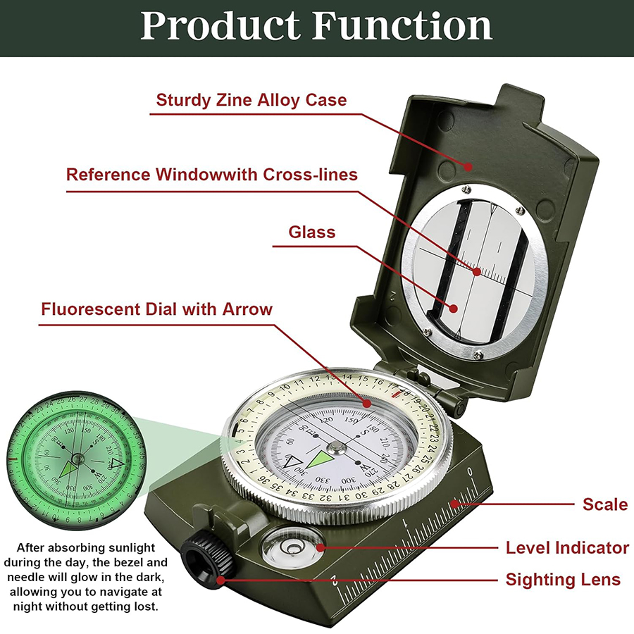 Tactical Survival Compass - Wa - Compass Lensatic ulasan dan harga