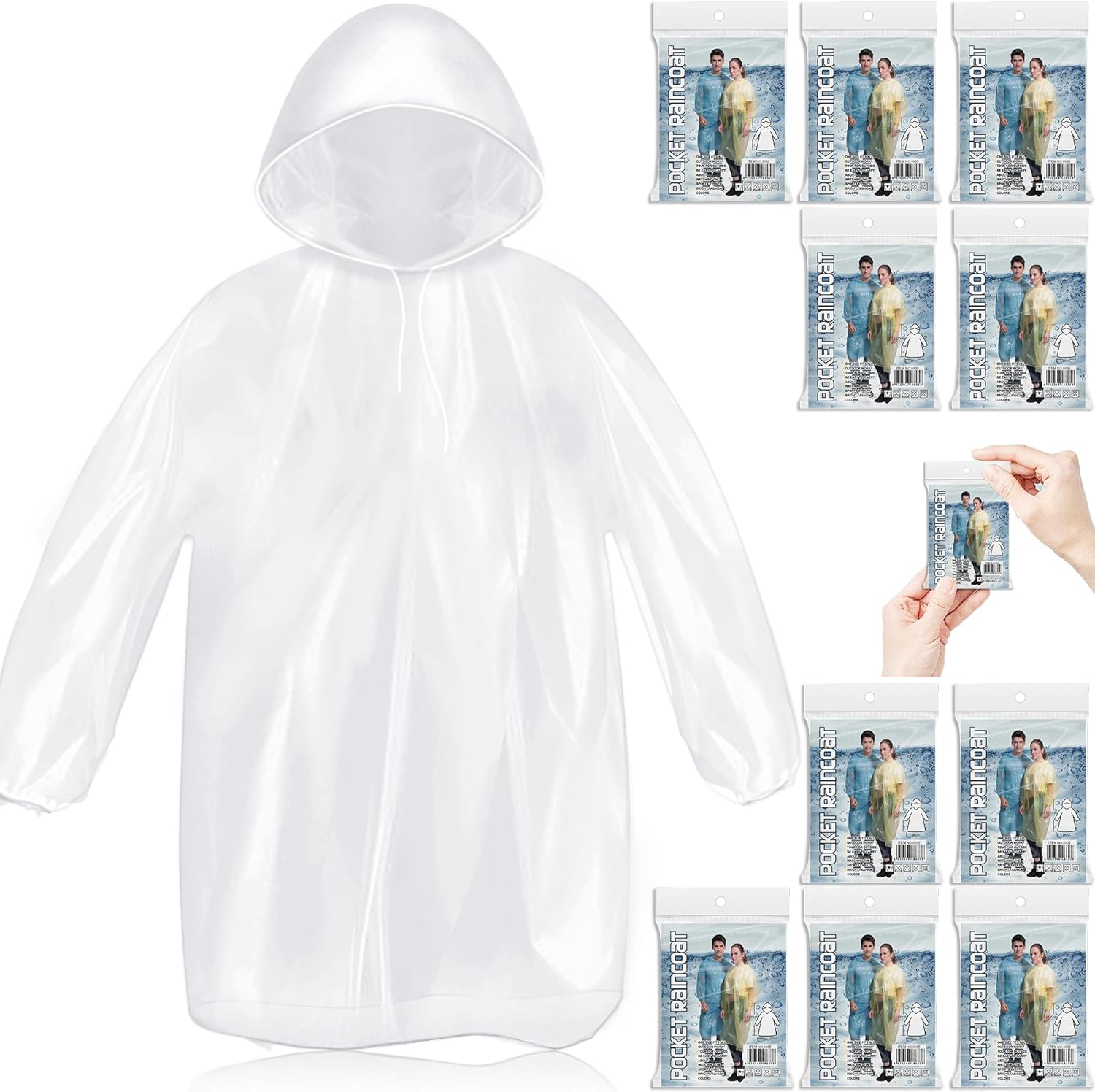 10 Pack Disposable Rain Poncho - Emergency Poncho Rain ulasan dan harga